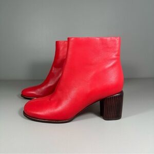 Vince Maggie Phoenix Red Leather Booties
